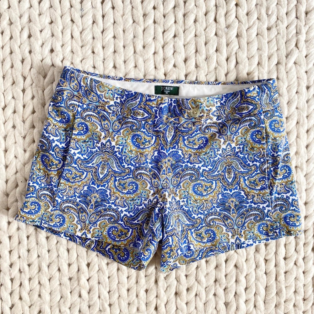 J.Crew Blue Paisley Printed Shorts 00